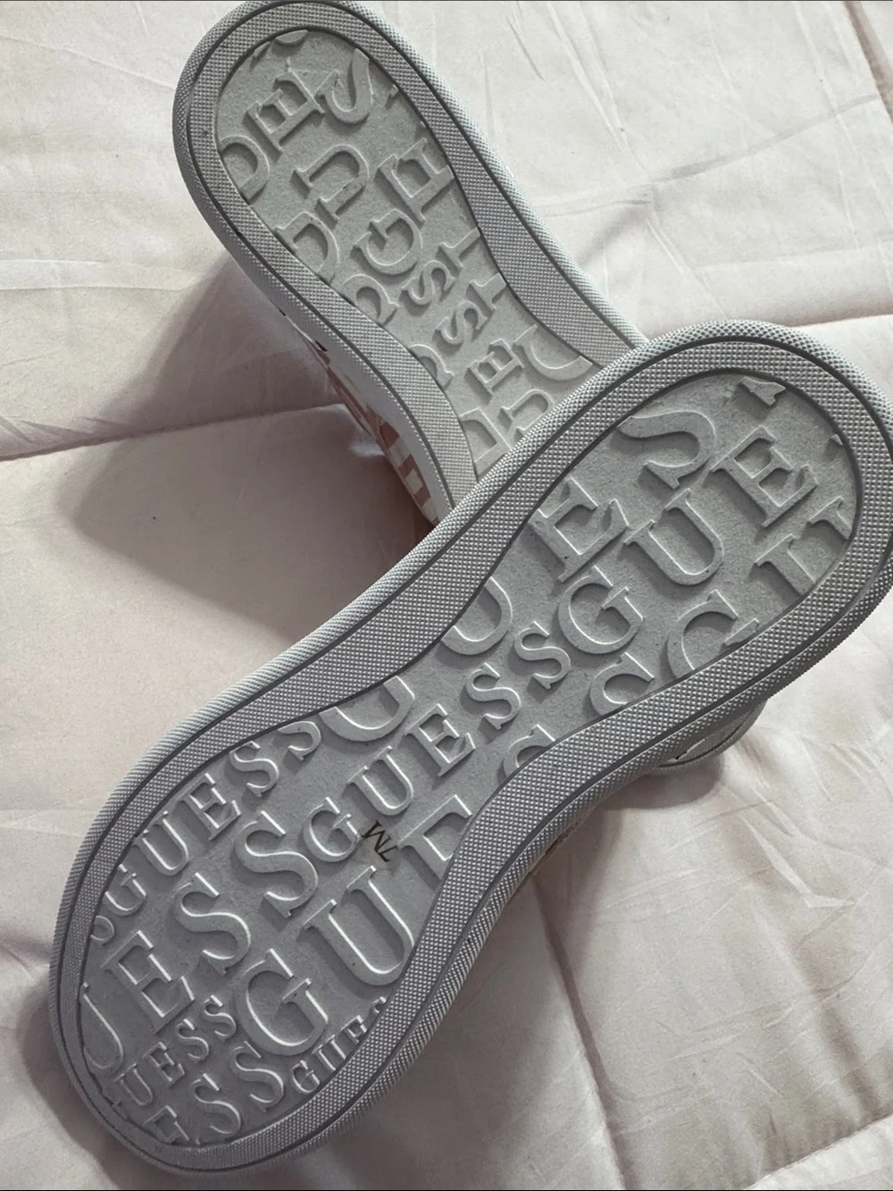 Guess Pink and White Slip-On Logo-Print Sneakers